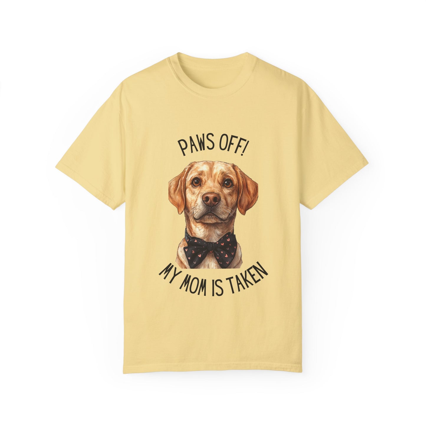 Dog Mom Yellow Labrador Bow Tie T-shirt, Paws Off My Mom is Taken