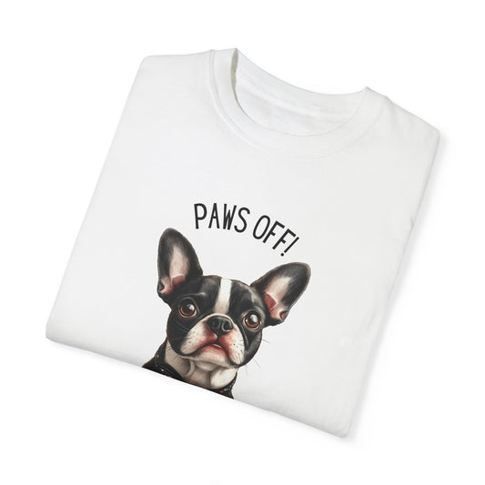 Boston Terrier Dog Mom Bow Tie T-shirt, Paws Off My Mom is Taken