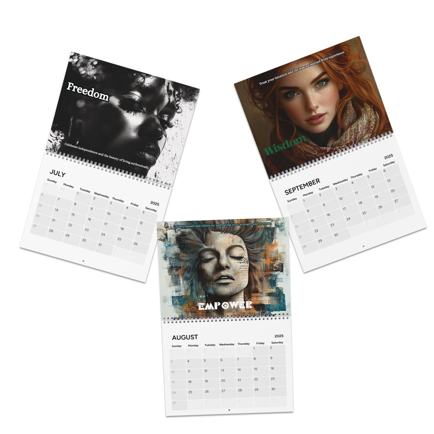 Empowering Affirmation Calendar 2025  Inspirational Art of Beautiful Women