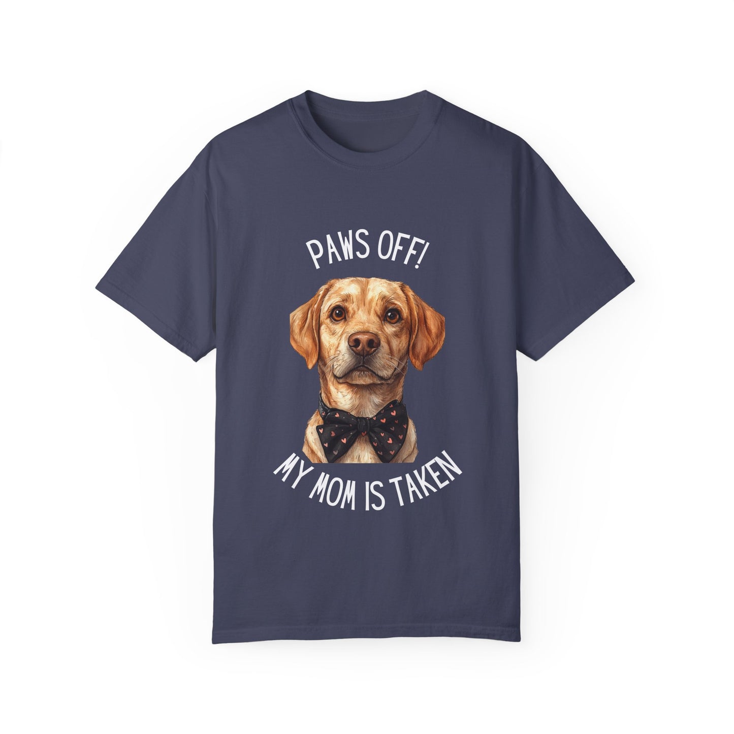 Dog Mom Yellow Labrador Bow Tie T-shirt, Paws Off My Mom is Taken