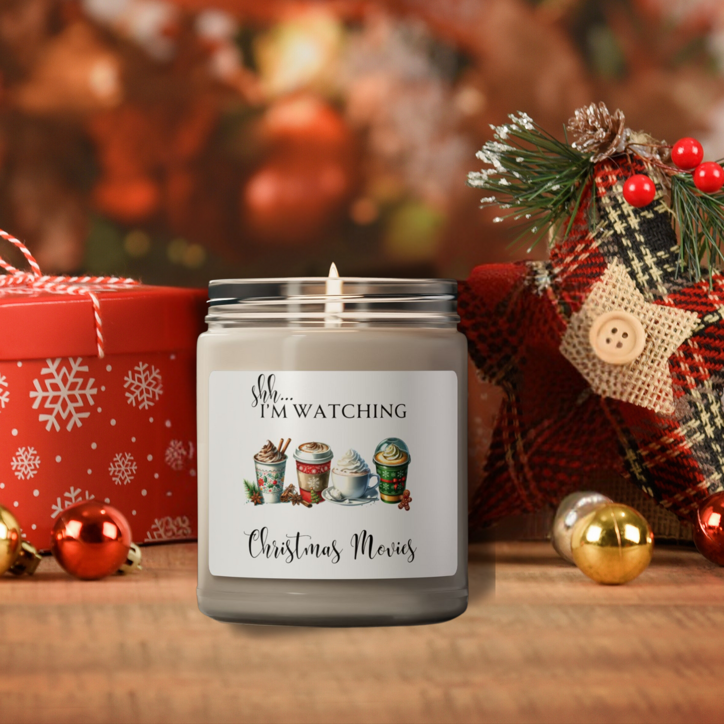 Soy Candle, Christmas Movie Night, Winter Drinks Candle, Holiday Candle, Cozy Candle, Gift for Movie Lover, Scented Candle