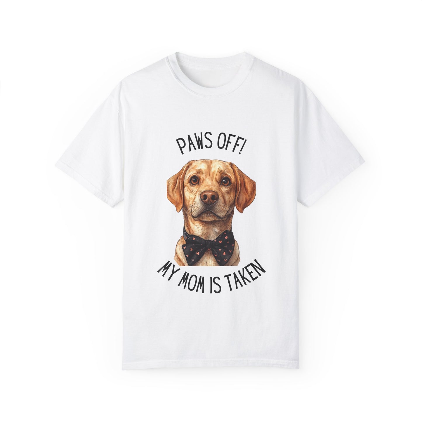 Dog Mom Yellow Labrador Bow Tie T-shirt, Paws Off My Mom is Taken