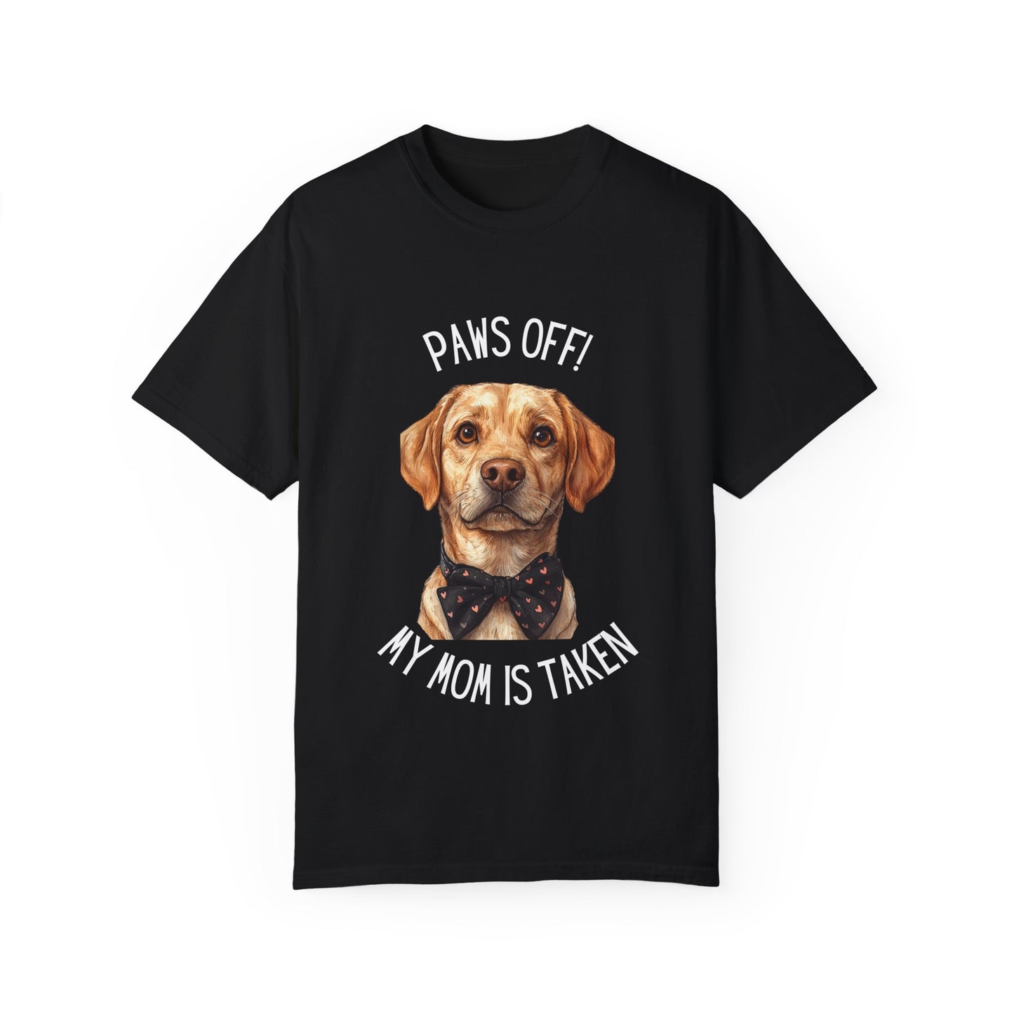 Dog Mom Yellow Labrador Bow Tie T-shirt, Paws Off My Mom is Taken