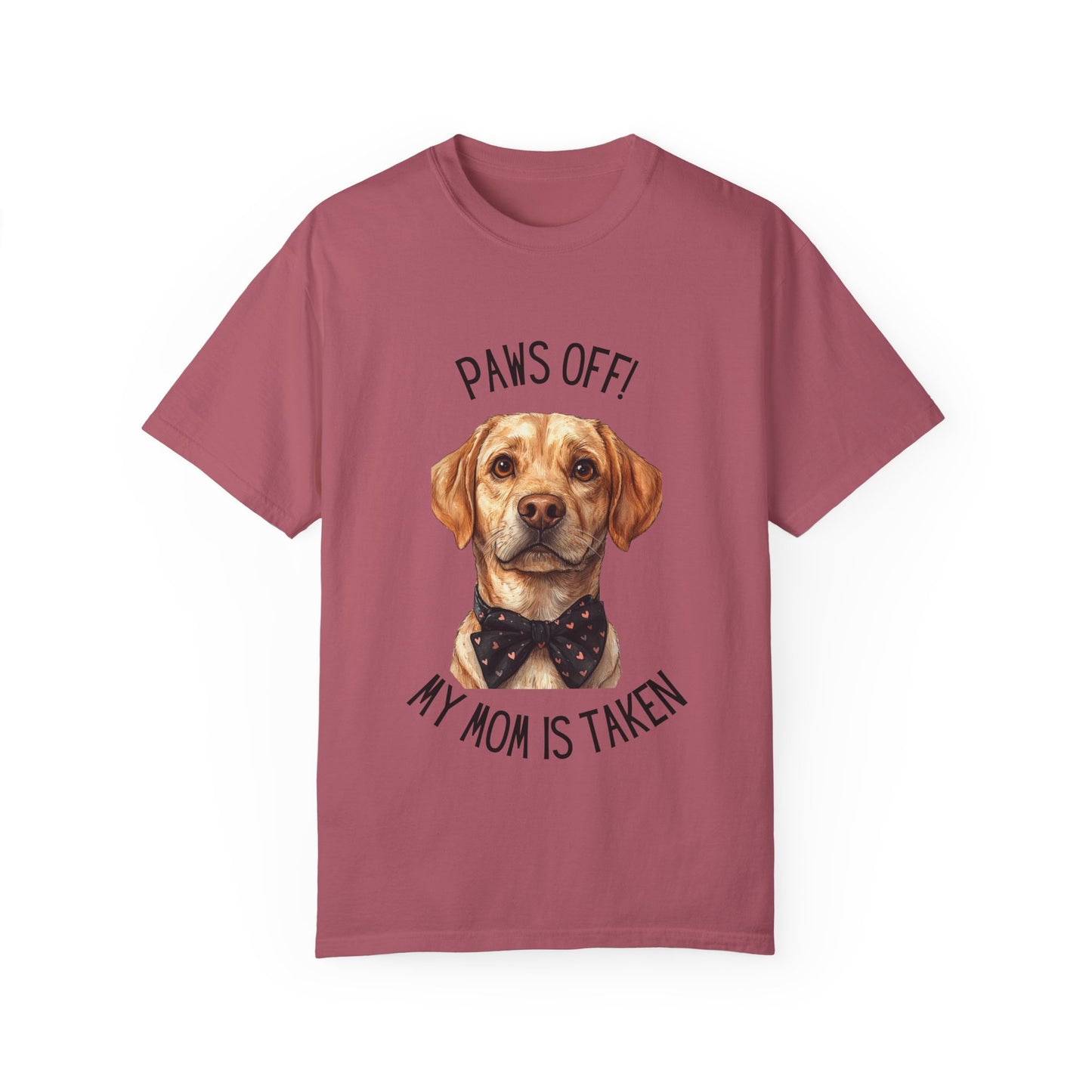 Dog Mom Yellow Labrador Bow Tie T-shirt, Paws Off My Mom is Taken