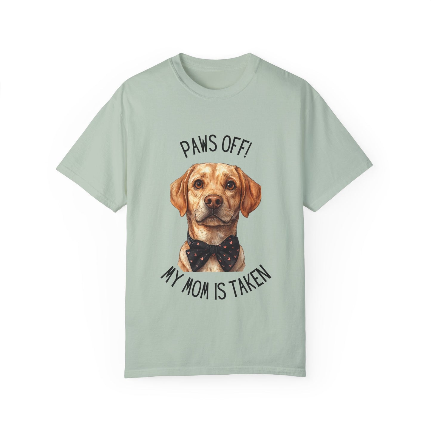 Dog Mom Yellow Labrador Bow Tie T-shirt, Paws Off My Mom is Taken